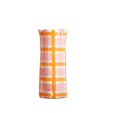 Noss and Co - Ceramic Small Vase - Pink & Orange Gingham